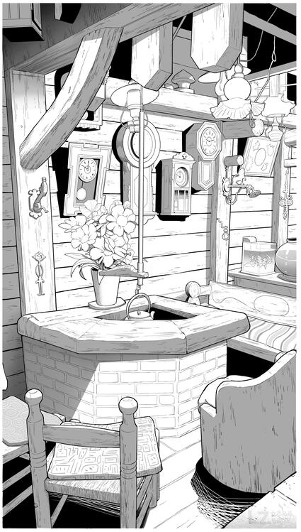 BG manga style trace - Japanese Cafe Monozuki